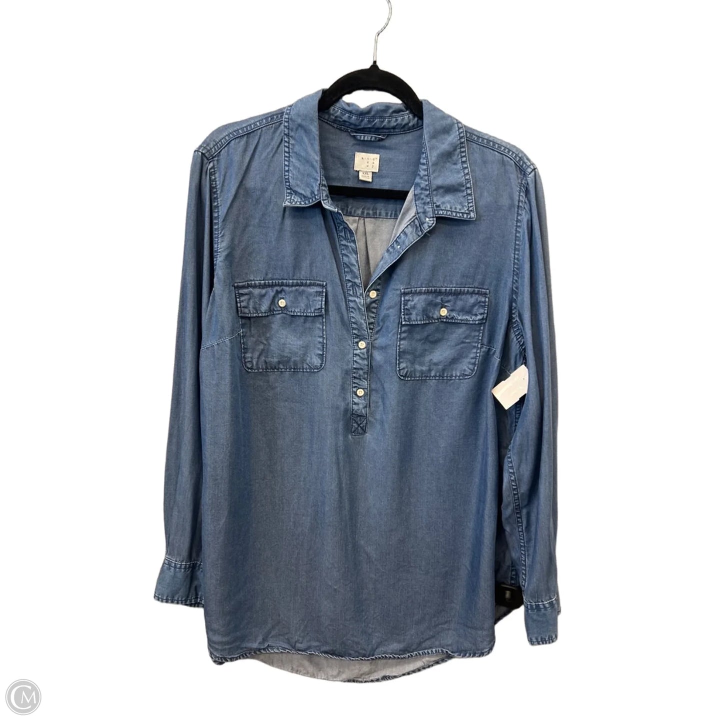 Tunic Long Sleeve By A New Day In Blue, Size: Xxl
