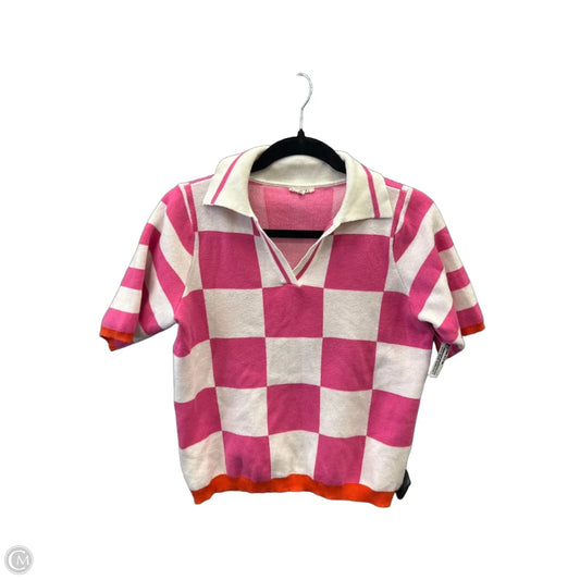 Sweater Short Sleeve By Jodifl In Pink & White, Size: S