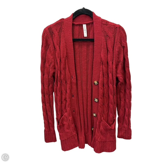 Sweater Cardigan By Zenana In Red, Size: L