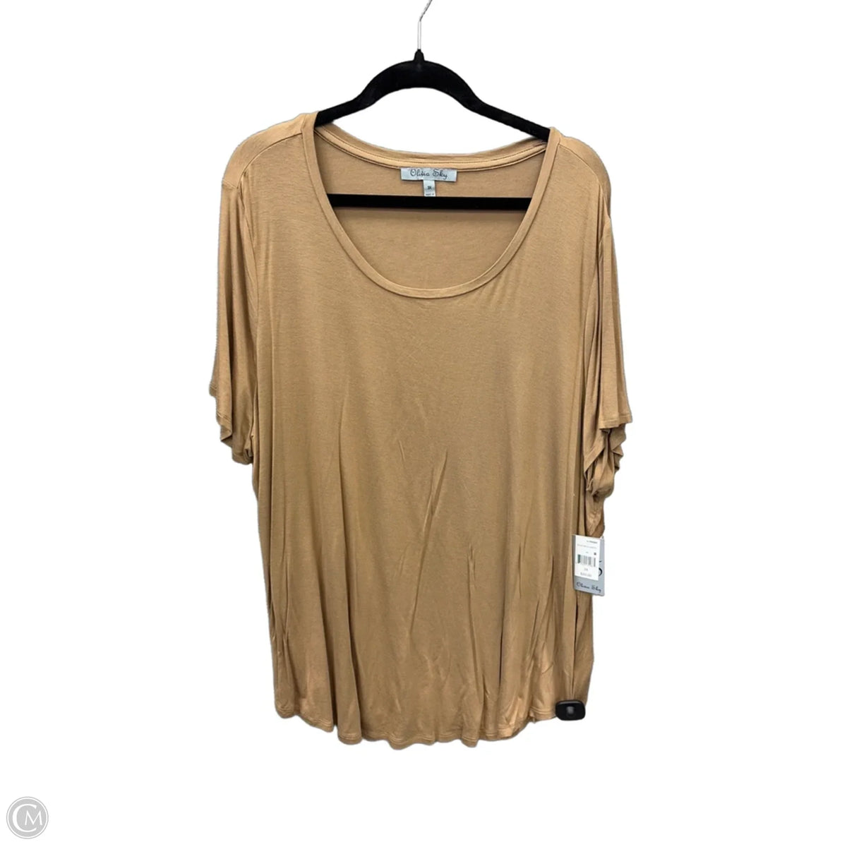 Top Short Sleeve Basic By Olivia Sky In Brown, Size: 3x