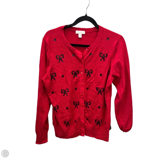 Cardigan By Charter Club In Red, Size: L