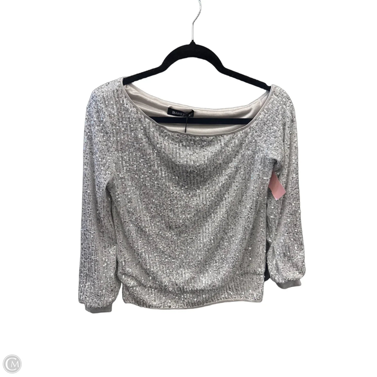 Top Long Sleeve By Allegra K In Silver, Size: S