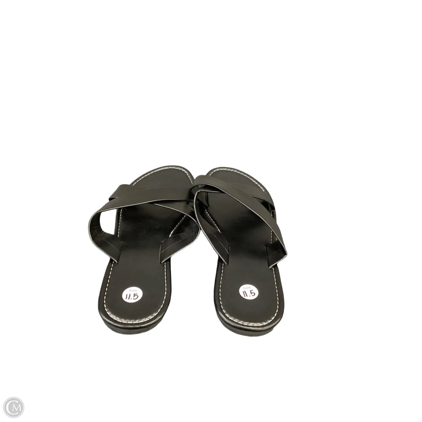Sandals Flats By Clothes Mentor In Black, Size: 11.5