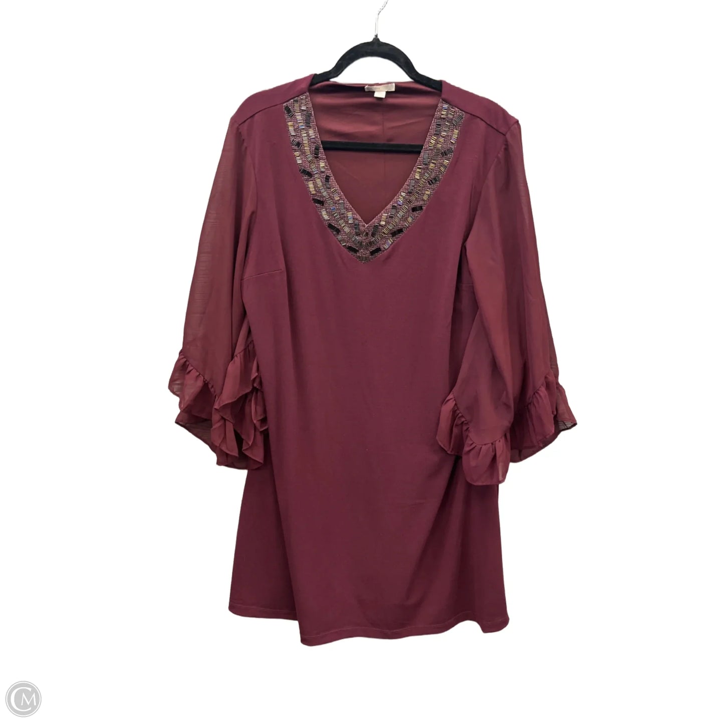 Dress Party Midi By Cato In Maroon, Size: Xl