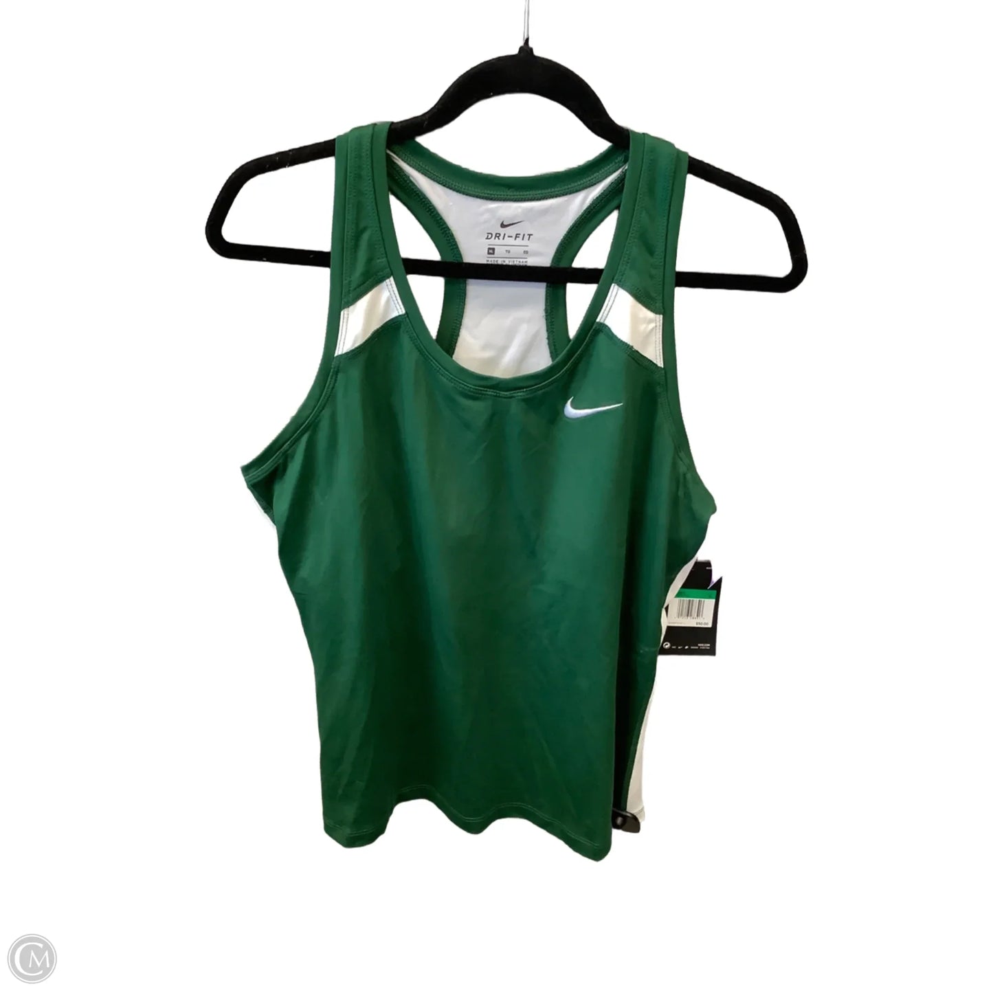 Athletic Tank Top By Nike Apparel In Green & White, Size: Xl