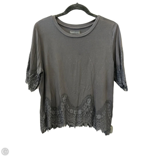 Top Short Sleeve By Simply Styled In Black, Size: L