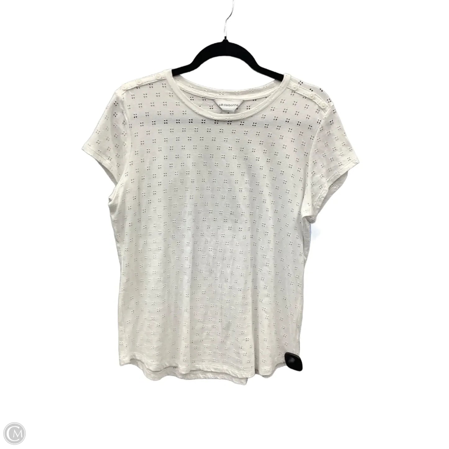 Top Short Sleeve By Liz Claiborne In White, Size: M