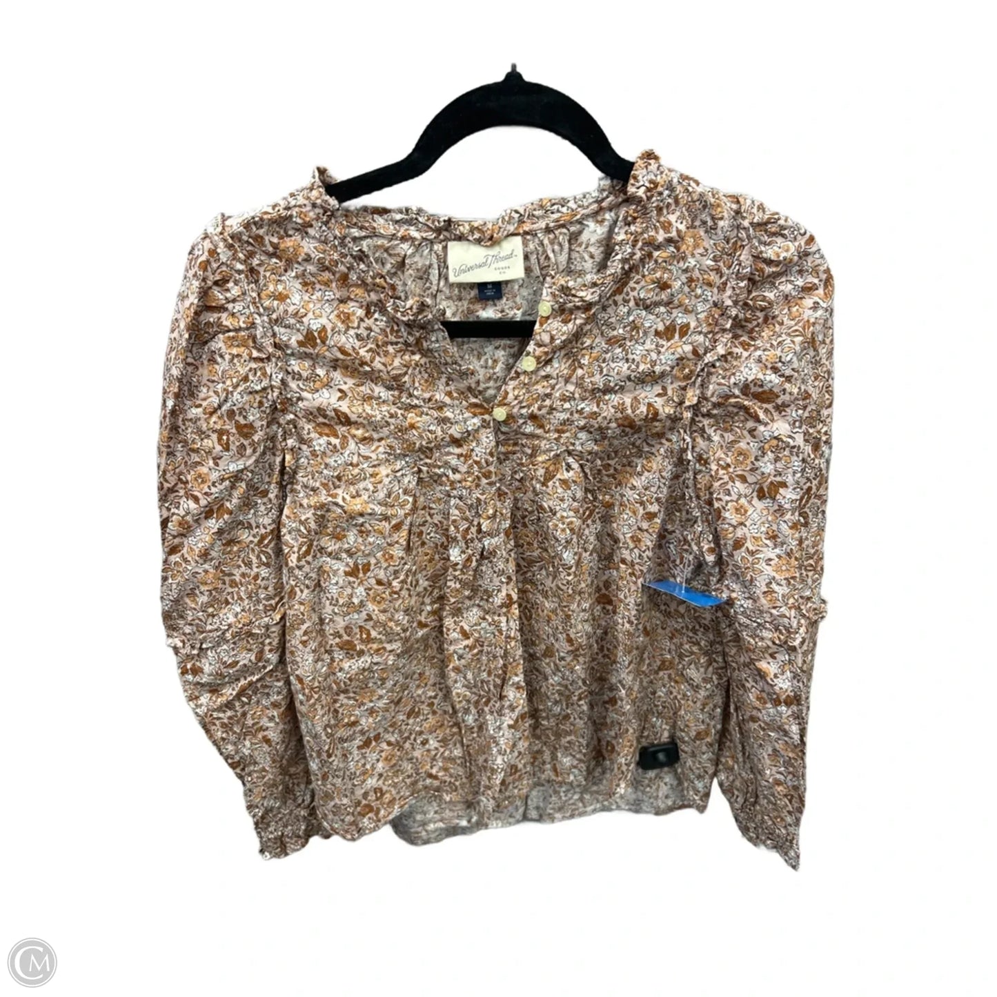 Blouse Long Sleeve By Universal Thread In Floral Print, Size: M