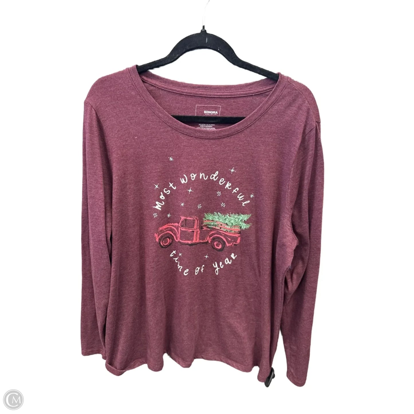 Top Long Sleeve By Sonoma In Maroon, Size: Xxl