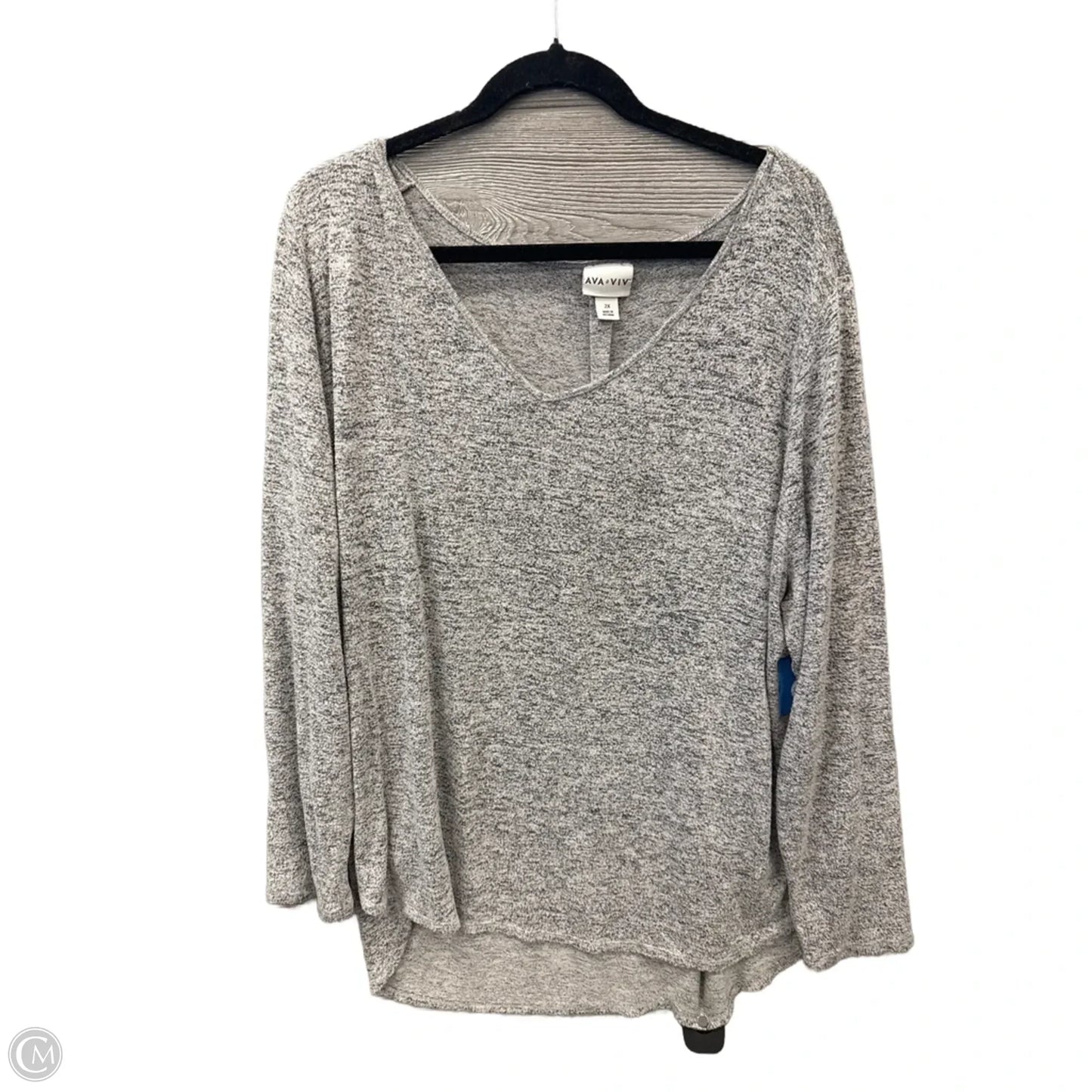 Top Long Sleeve By Ava & Viv In Grey, Size: 2x