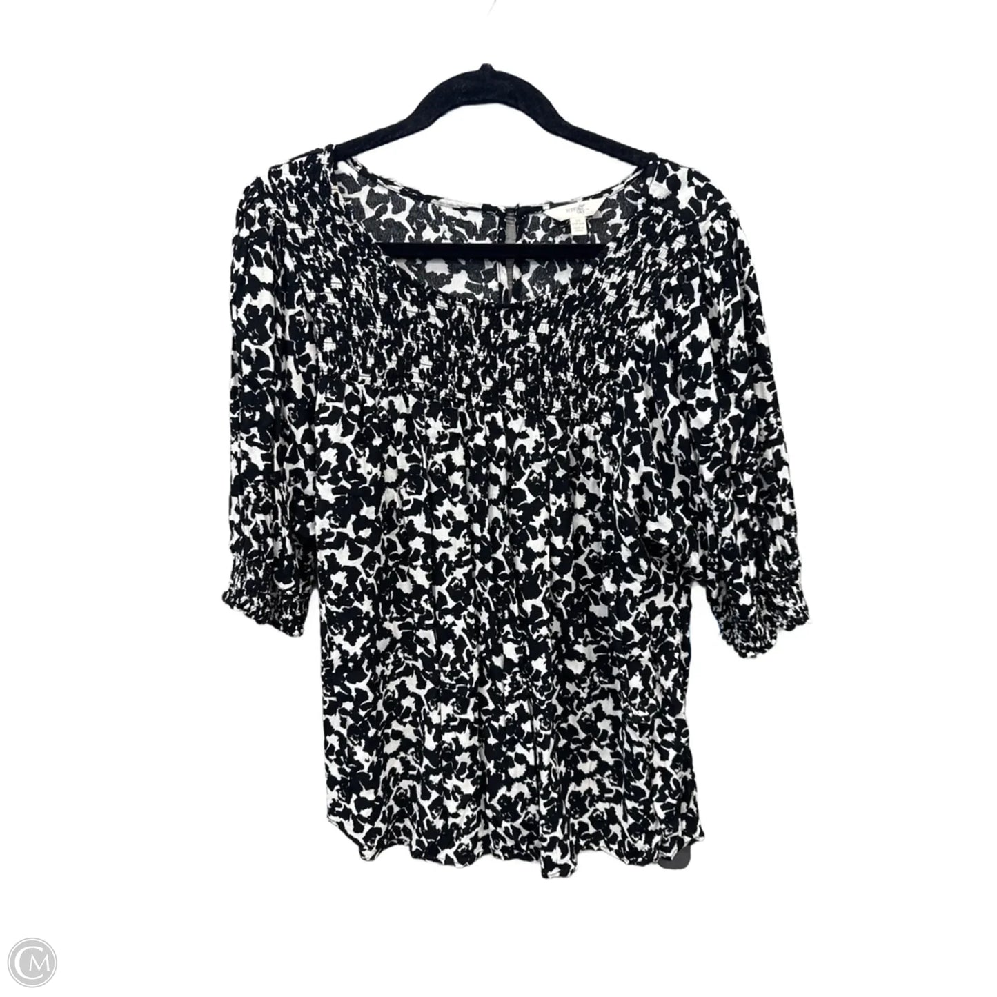 Top Short Sleeve By Terra & Sky In Black & White, Size: 2x