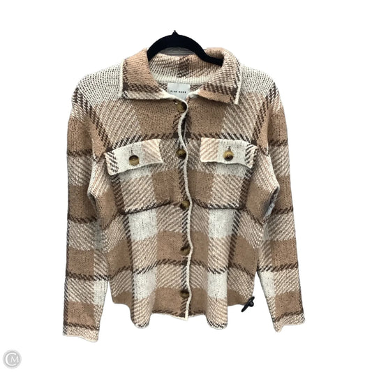 Sweater Cardigan By Pink Rose In Plaid Pattern, Size: S