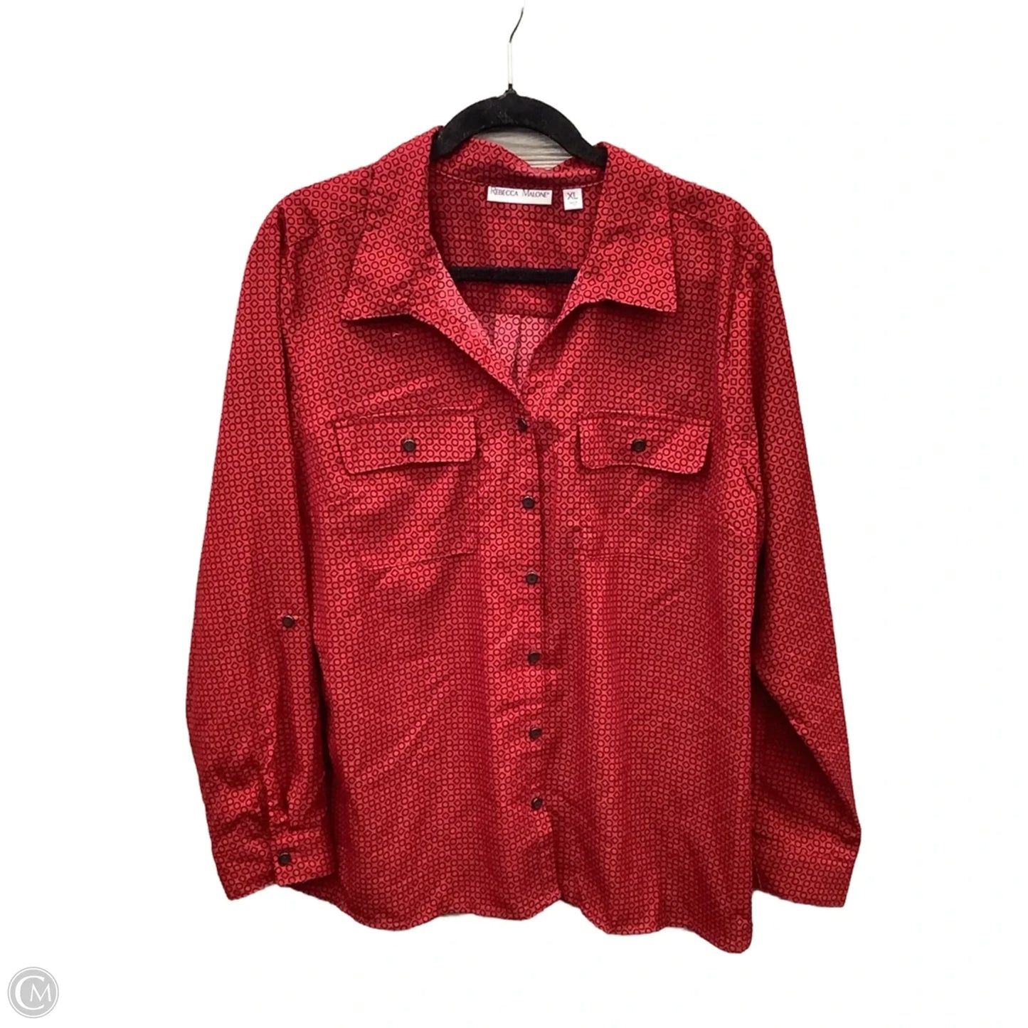 Top Long Sleeve By Rebecca Malone In Red, Size: Xl