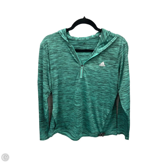 Athletic Top Long Sleeve Collar By Adidas In Green, Size: L