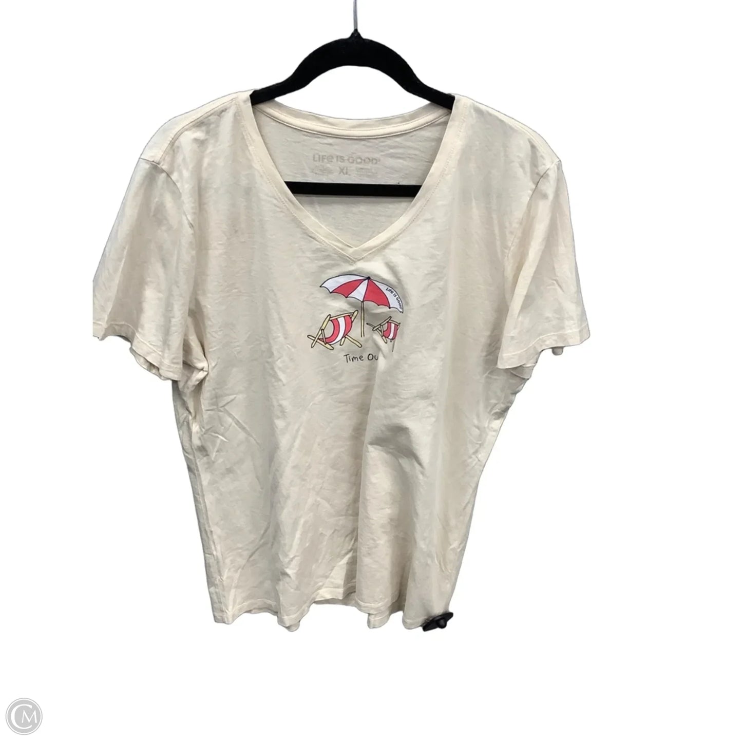 Top Short Sleeve By Life Is Good In Cream, Size: Xl