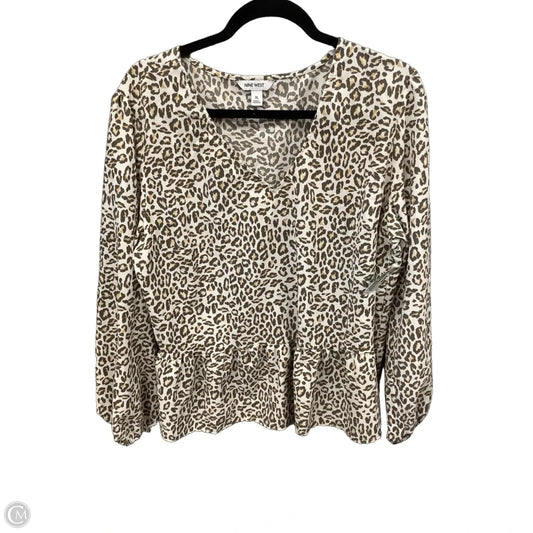 Blouse Long Sleeve By Nine West In Animal Print, Size: Xl