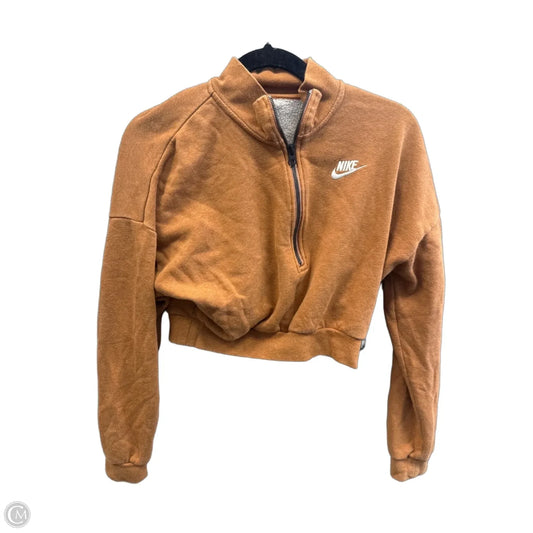 Athletic Top Long Sleeve Collar By Nike In Orange, Size: Xs