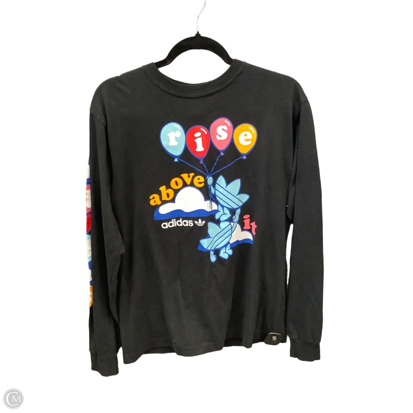 Athletic Top Long Sleeve Crewneck By Adidas In Black, Size: S