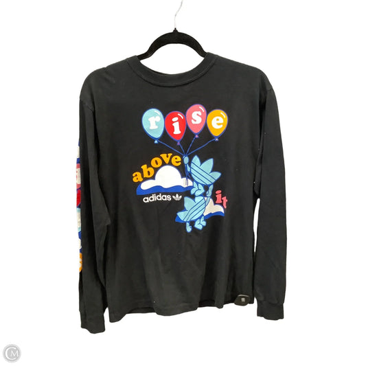 Athletic Top Long Sleeve Crewneck By Adidas In Black, Size: S