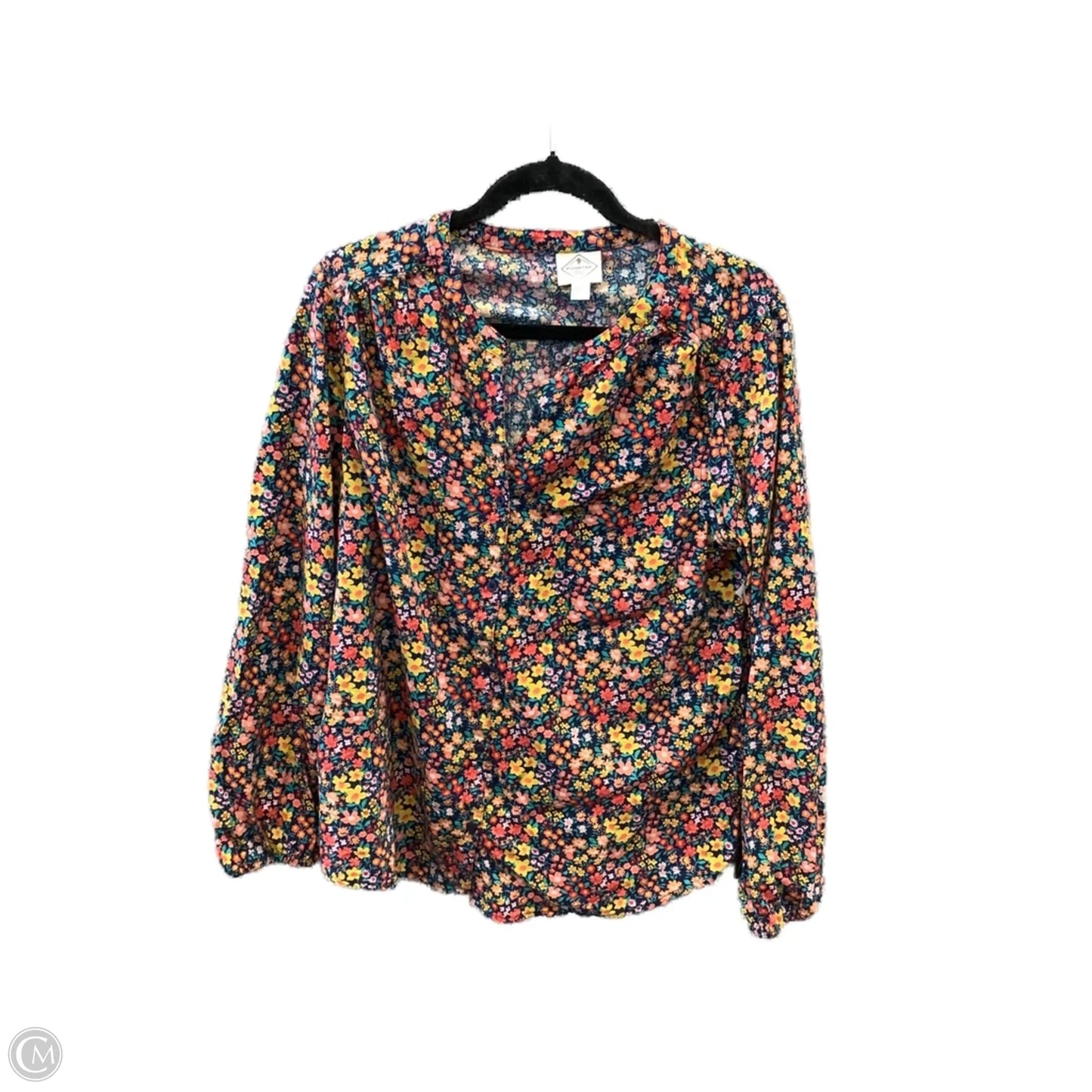 Top Long Sleeve By St Johns Bay In Floral Print, Size: L