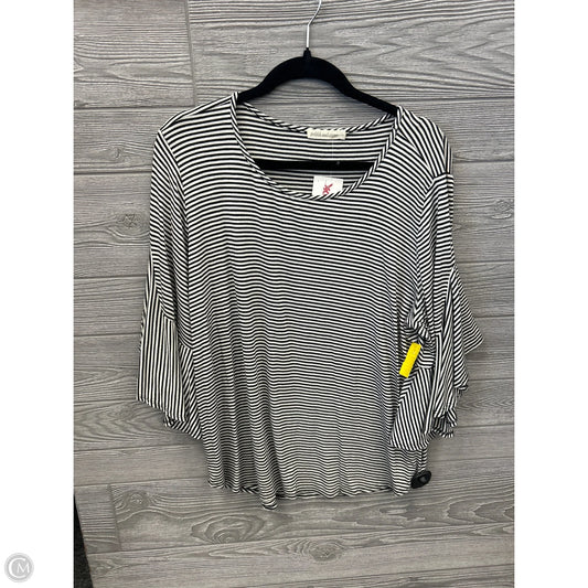 Top Long Sleeve By Pebble And Stone In Black & White, Size: 2x