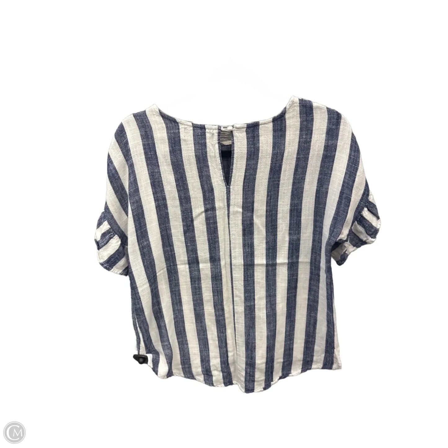 Top Short Sleeve By Clothes Mentor In Blue & White, Size: M