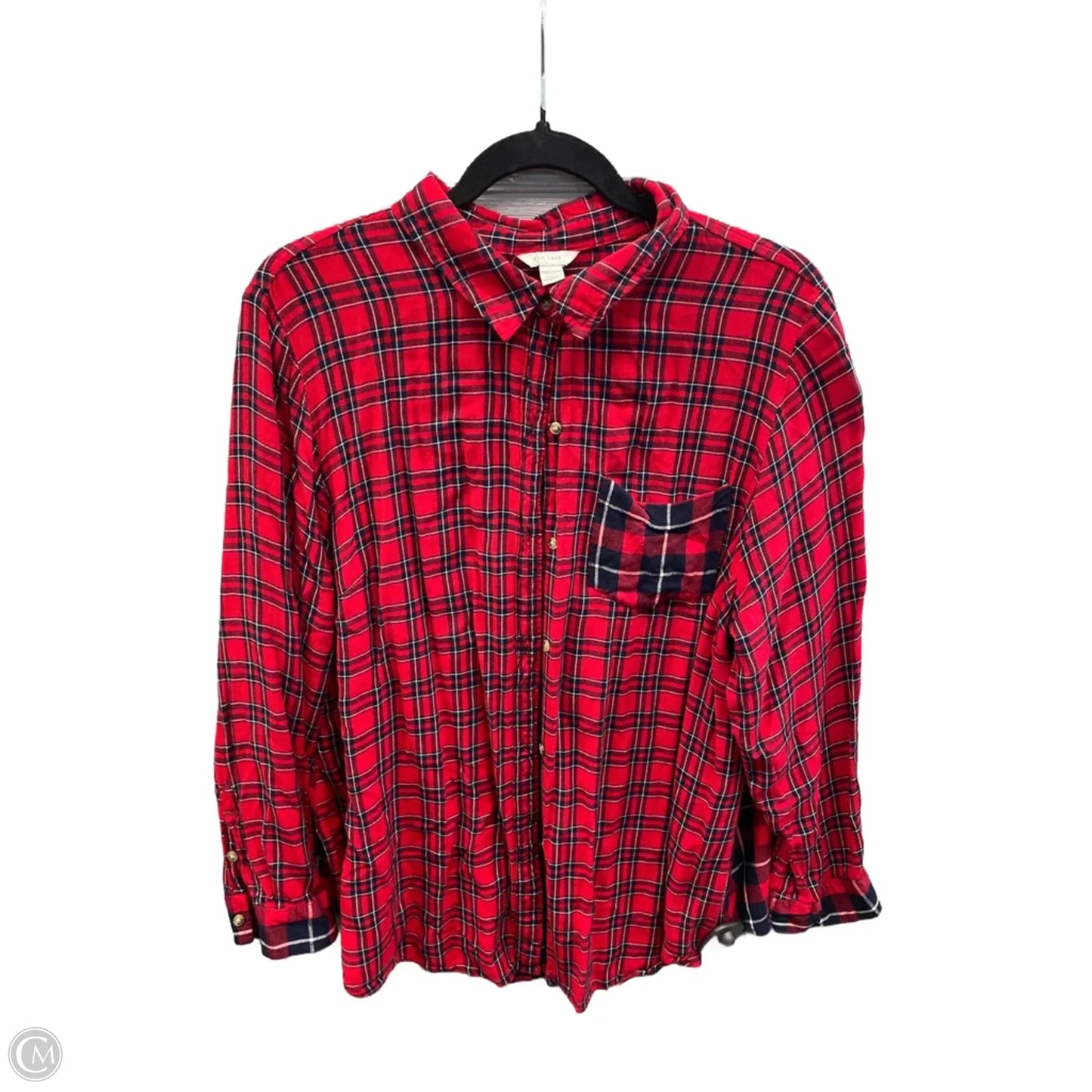 Top Long Sleeve By Clothes Mentor In Blue & Red, Size: 1x