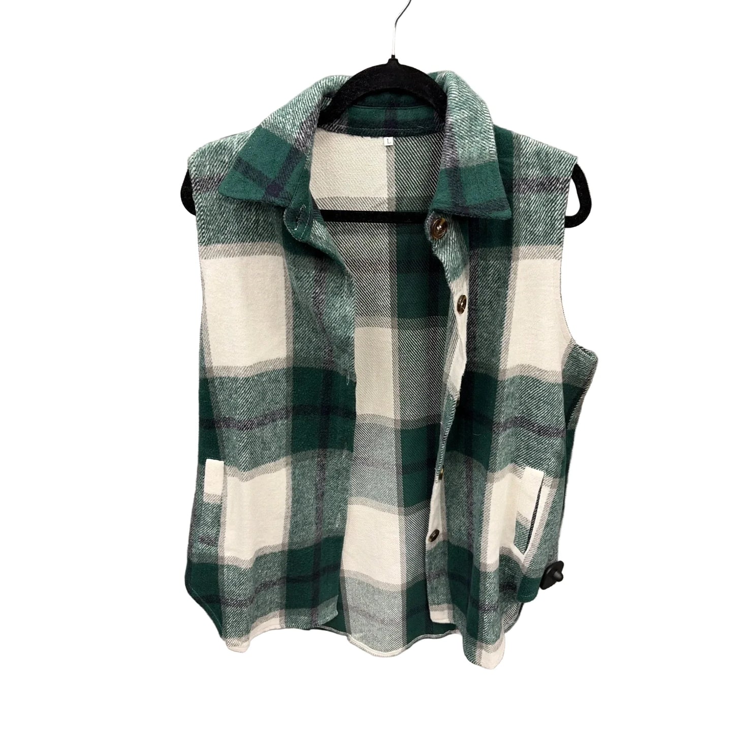 Vest Fleece By Clothes Mentor In Plaid Pattern, Size: L