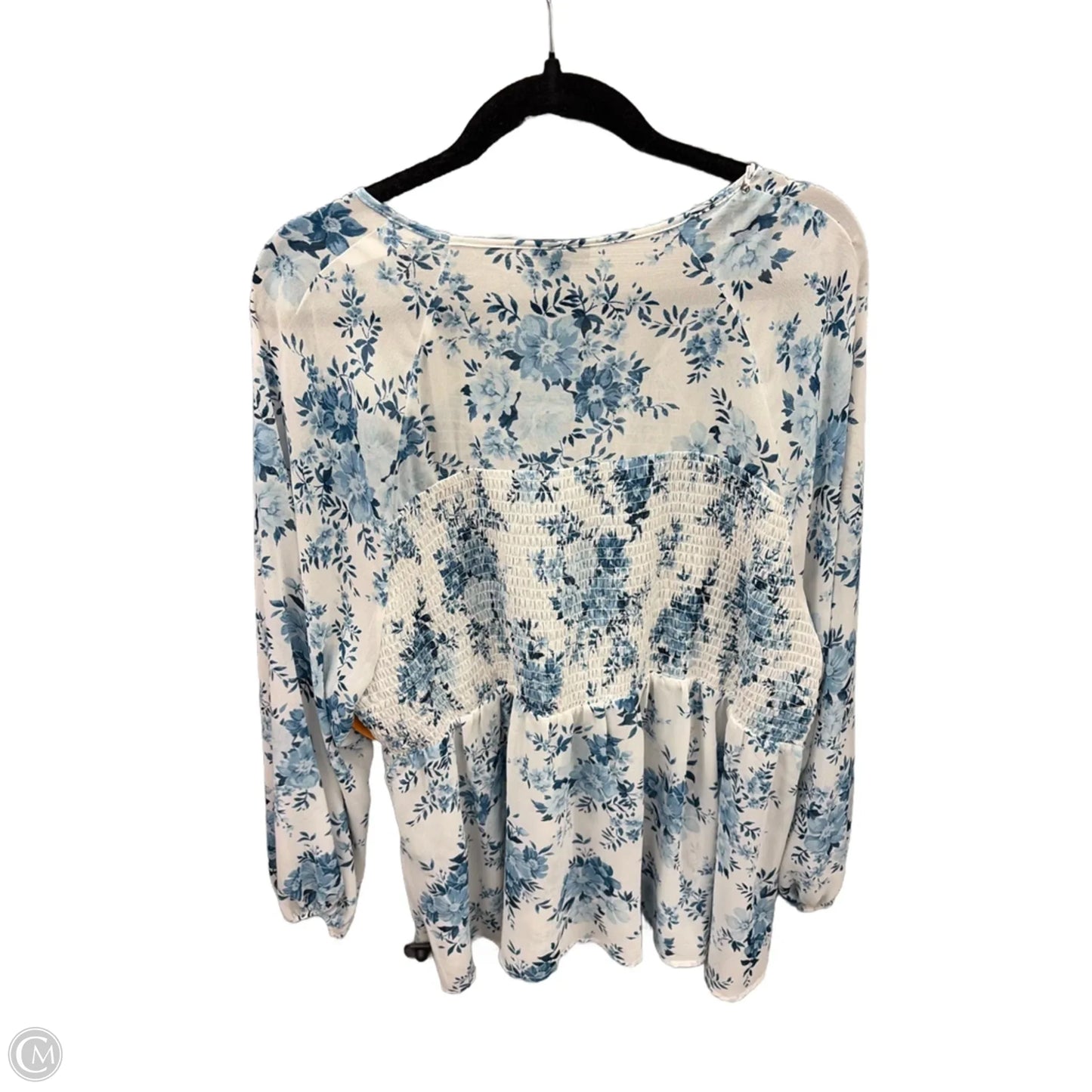 Top Long Sleeve By Torrid In Blue & White, Size: 3x