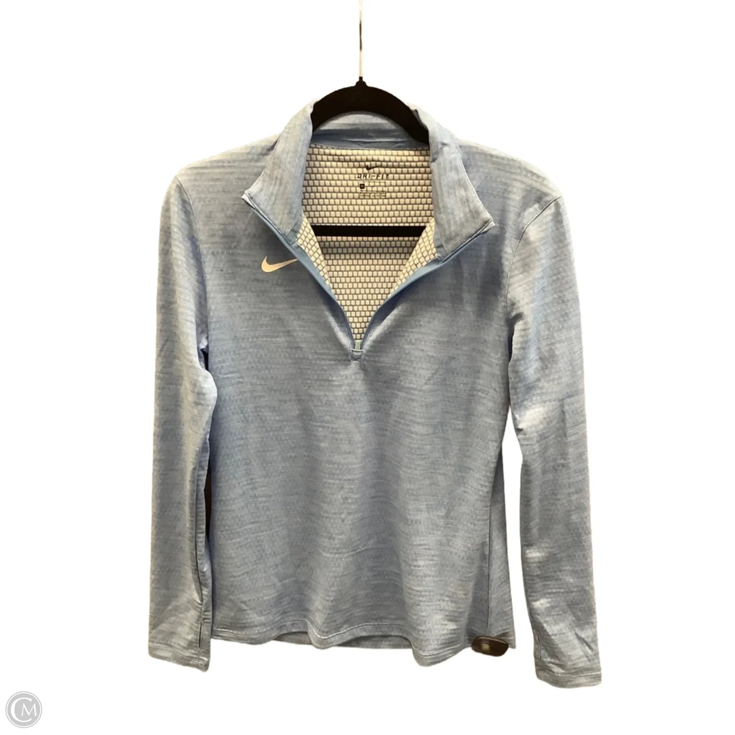 Athletic Top Long Sleeve Collar By Nike In Blue, Size: M