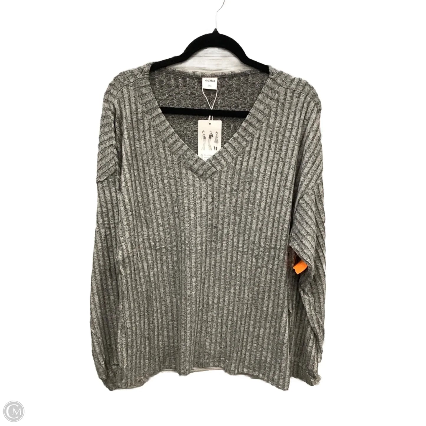 Top Long Sleeve By Clothes Mentor In Grey, Size: 2x