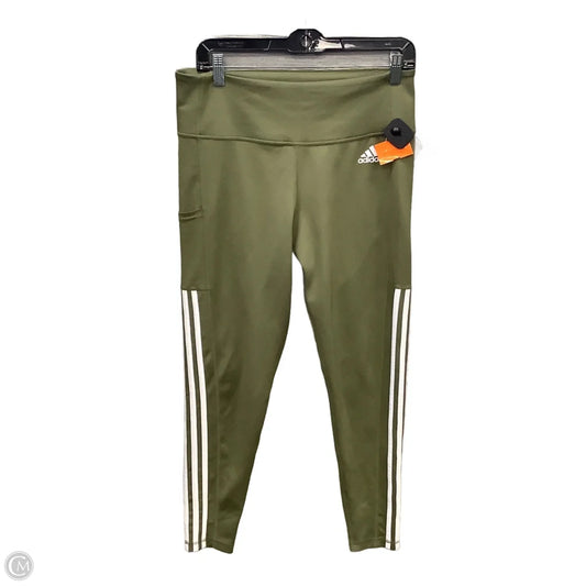 Athletic Leggings By Adidas In Green, Size: L