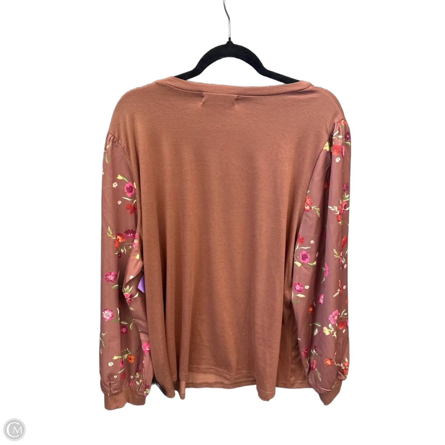 Top Long Sleeve By Clothes Mentor In Brown, Size: 2x