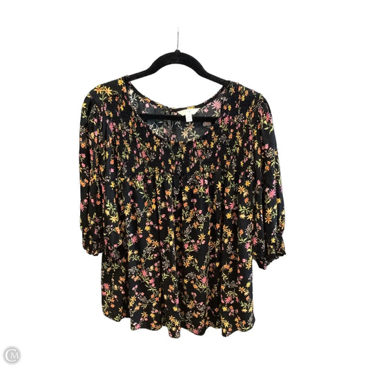 Top Long Sleeve By Terra & Sky In Floral Print, Size: 3x