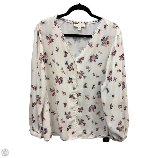 Top Long Sleeve By Emaline In Floral Print, Size: 2x