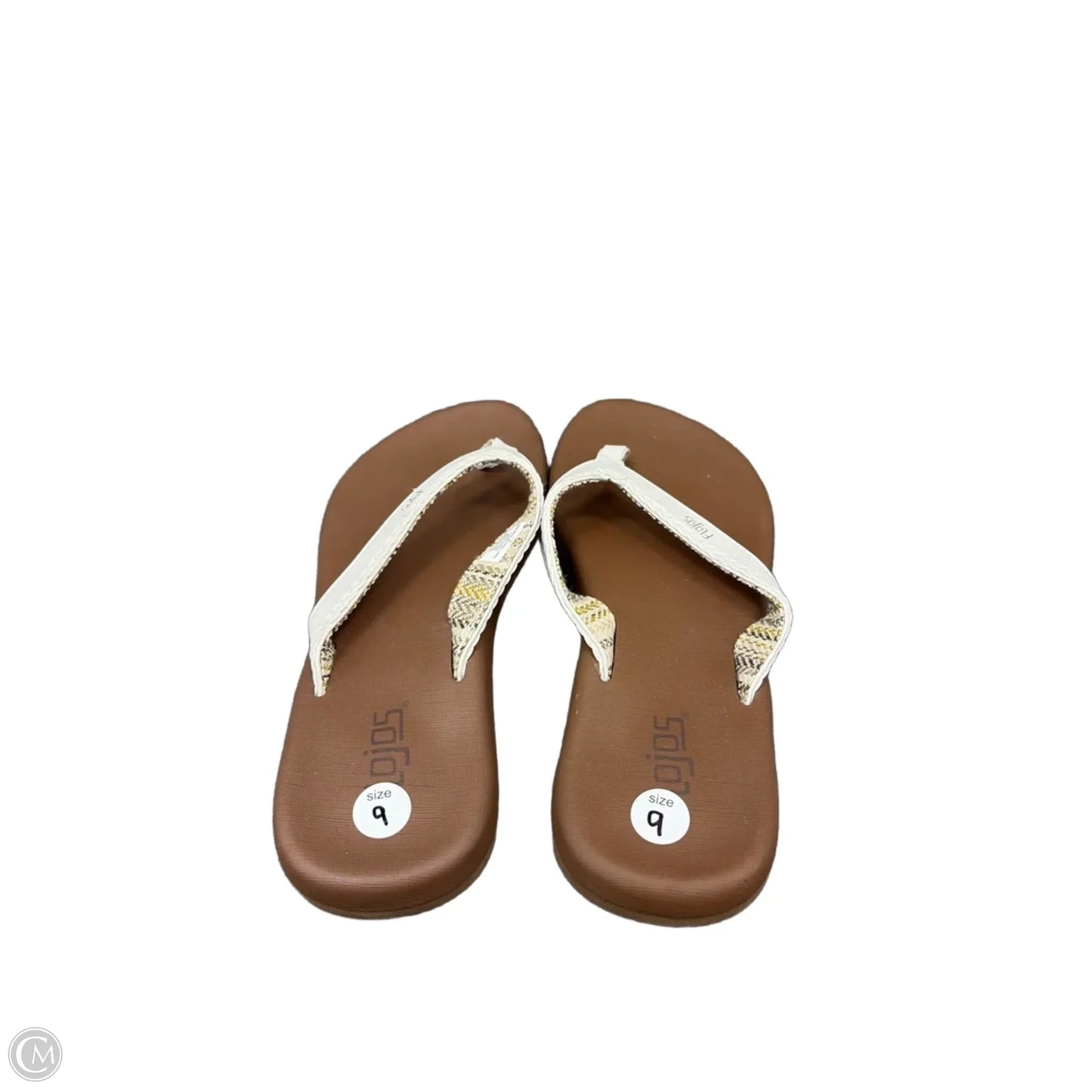 Sandals Flip Flops By Clothes Mentor In Brown & White, Size: 9