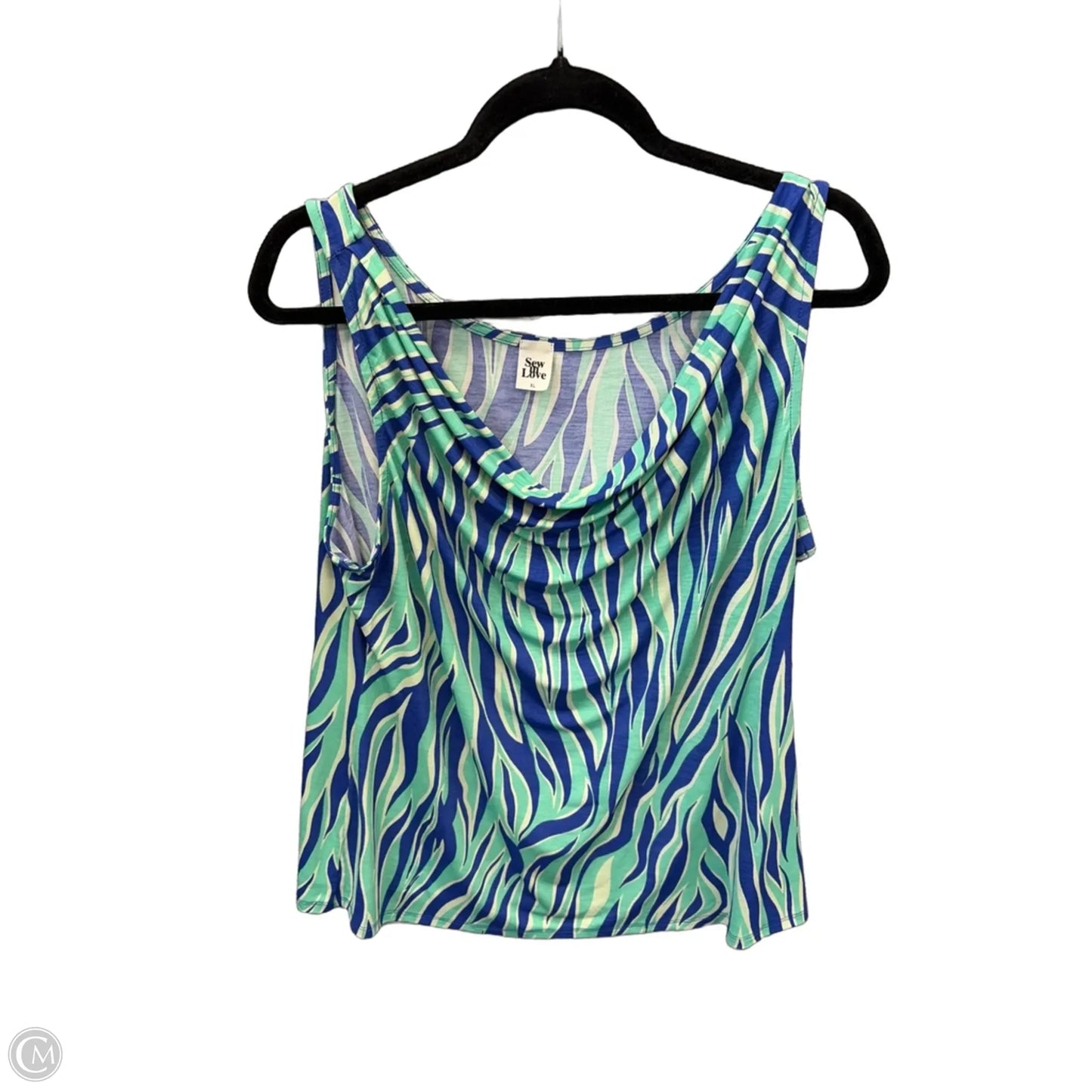 Top Sleeveless By Sew In Love In Blue & Green, Size: Xl