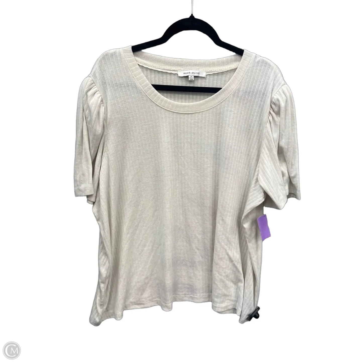 Top Short Sleeve By Rose And Olive In Beige, Size: 2x