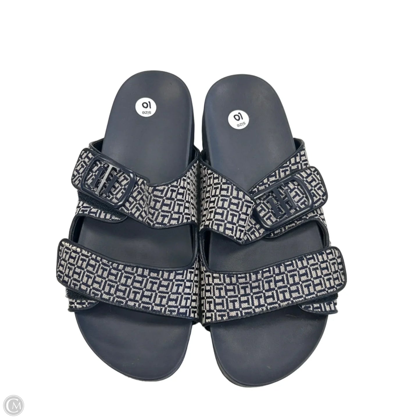 Sandals Flats By Tommy Hilfiger In Black & Blue, Size: 10