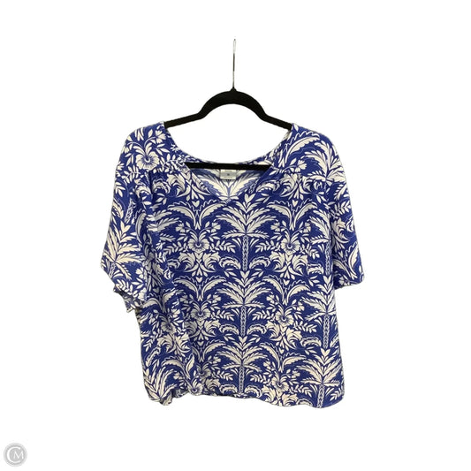 Top Short Sleeve By Croft And Barrow In Blue & White, Size: 3x