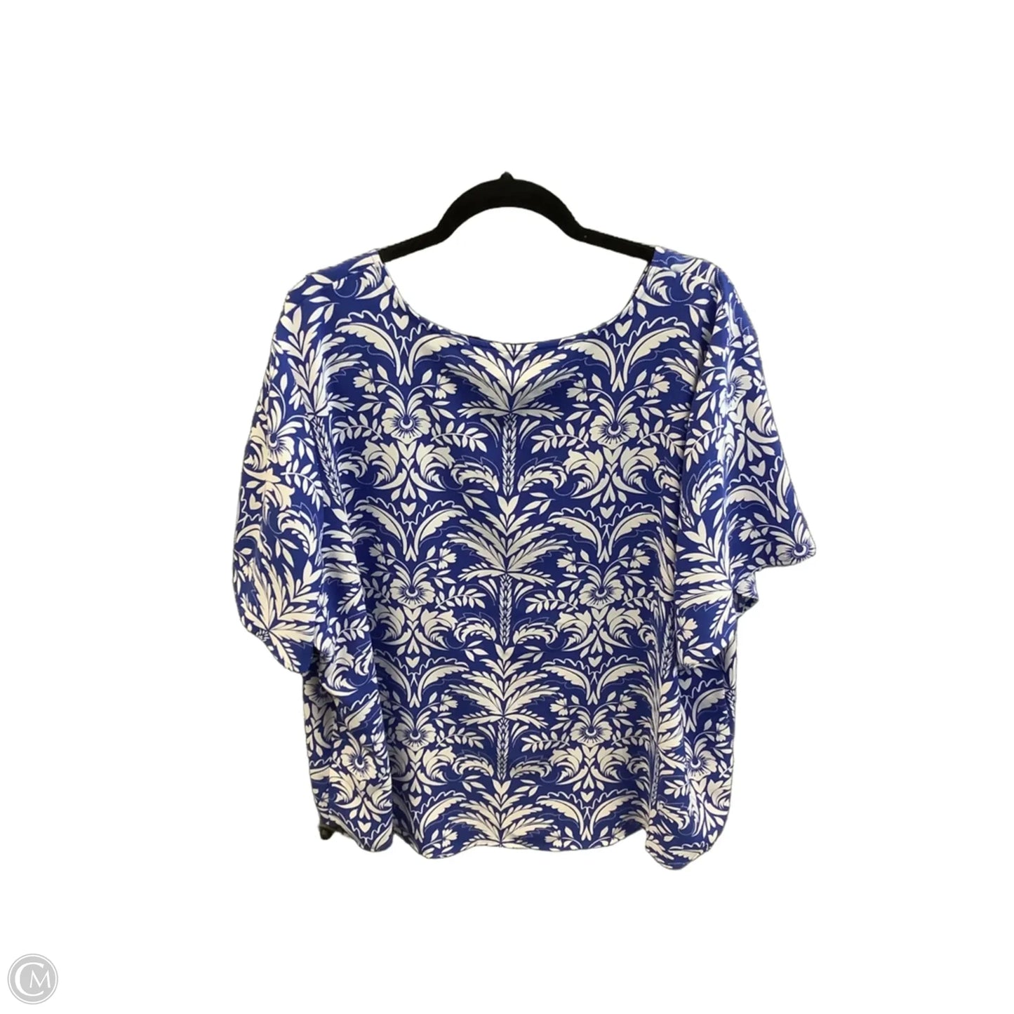 Top Short Sleeve By Croft And Barrow In Blue & White, Size: 3x
