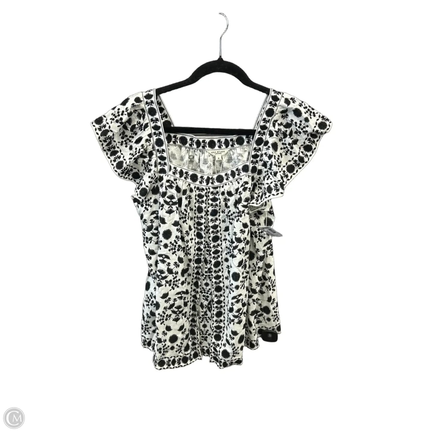 Top Short Sleeve By Max Studio In Black & White, Size: S