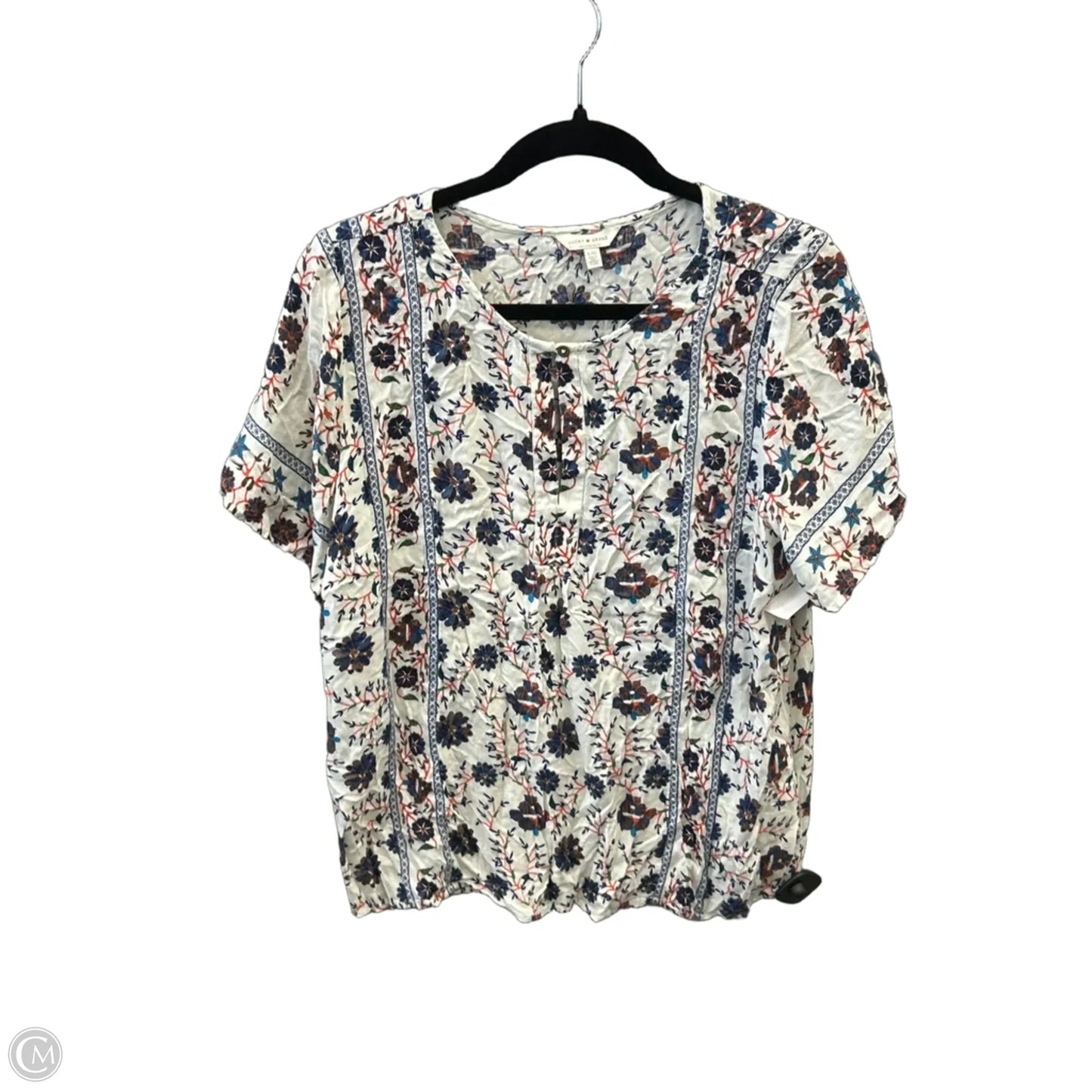 Top Short Sleeve By Lucky Brand In Floral Print, Size: L