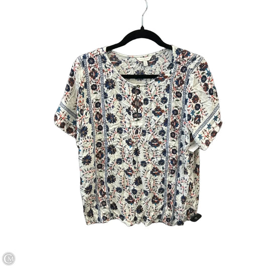 Top Short Sleeve By Lucky Brand In Floral Print, Size: L