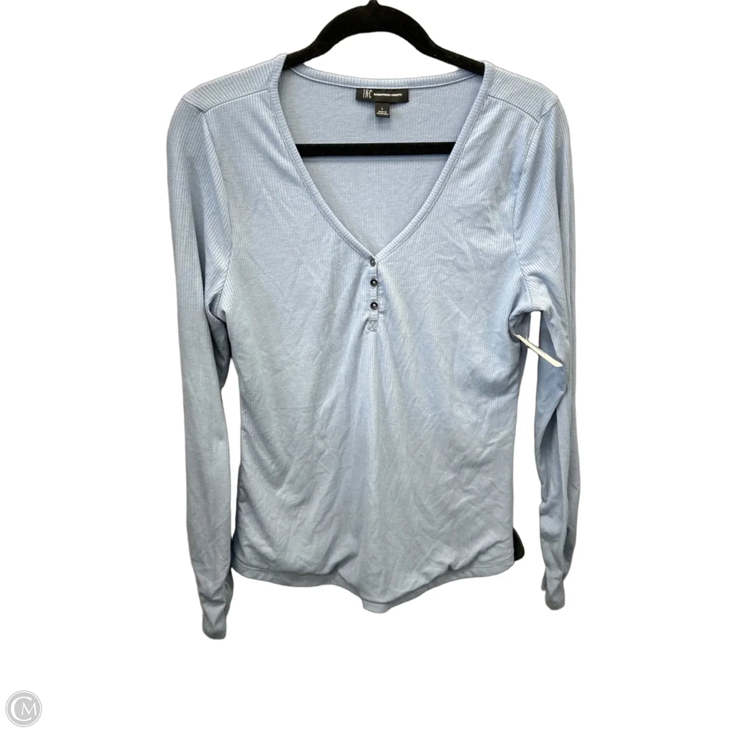 Top Long Sleeve By Inc In Blue, Size: L