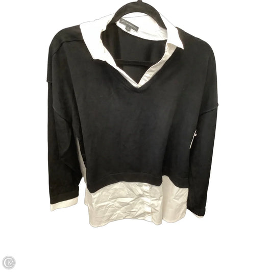 Top Long Sleeve By Adrianna Papell In Black & White, Size: L