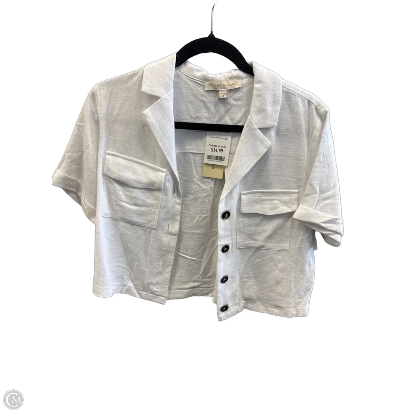 Top Short Sleeve By Monteau In White, Size: M