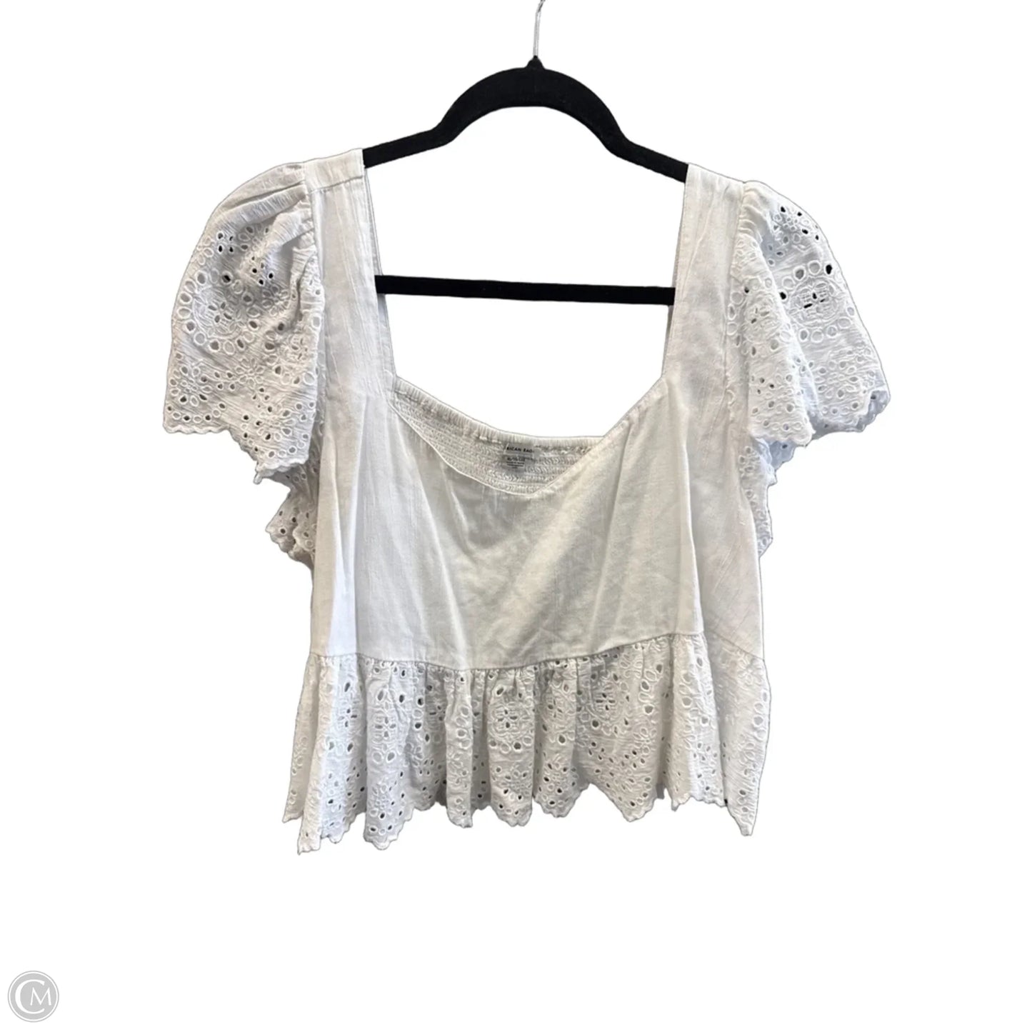 Top Short Sleeve By American Eagle In White, Size: Xl