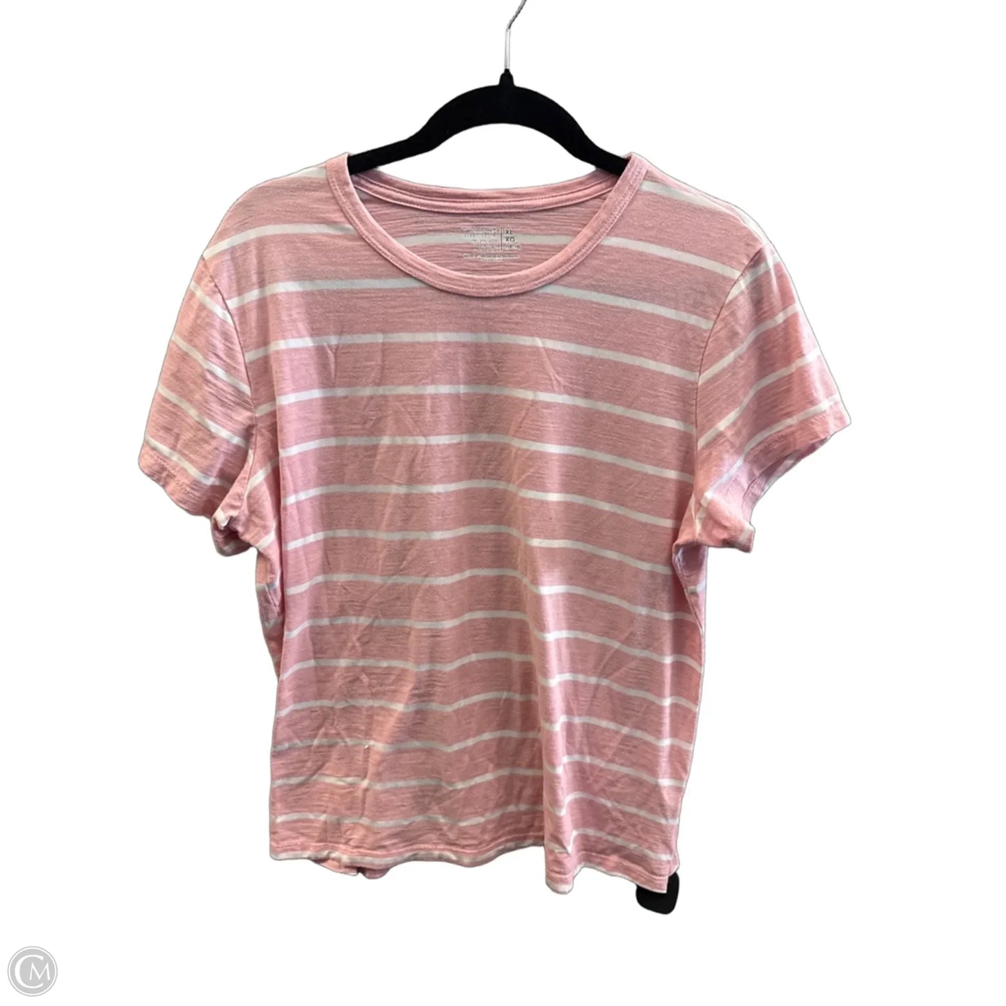 Top Short Sleeve By Time And Tru In Pink & White, Size: Xl