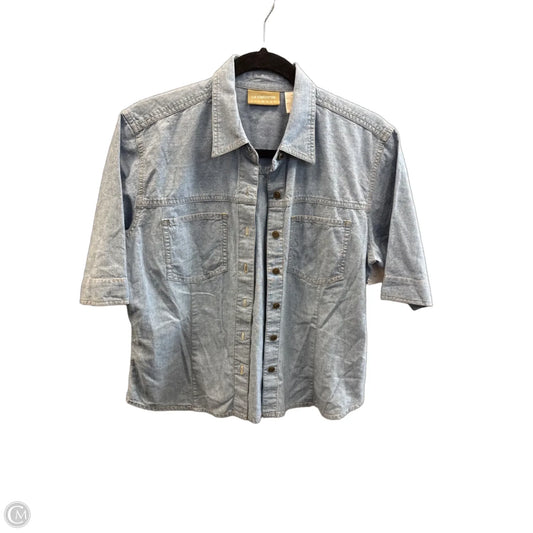 Top Short Sleeve By Liz Claiborne In Blue Denim, Size: M